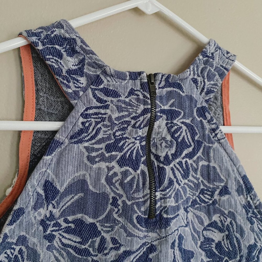 Chambray textured floral print crop top blue sz s - Picture 5 of 6